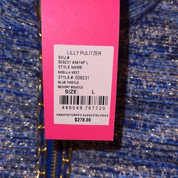 NWT Lilly Pulitzer Noella Vest Blue Thistle Resort Boucle size large org. 278.00 - Picture 11 of 11